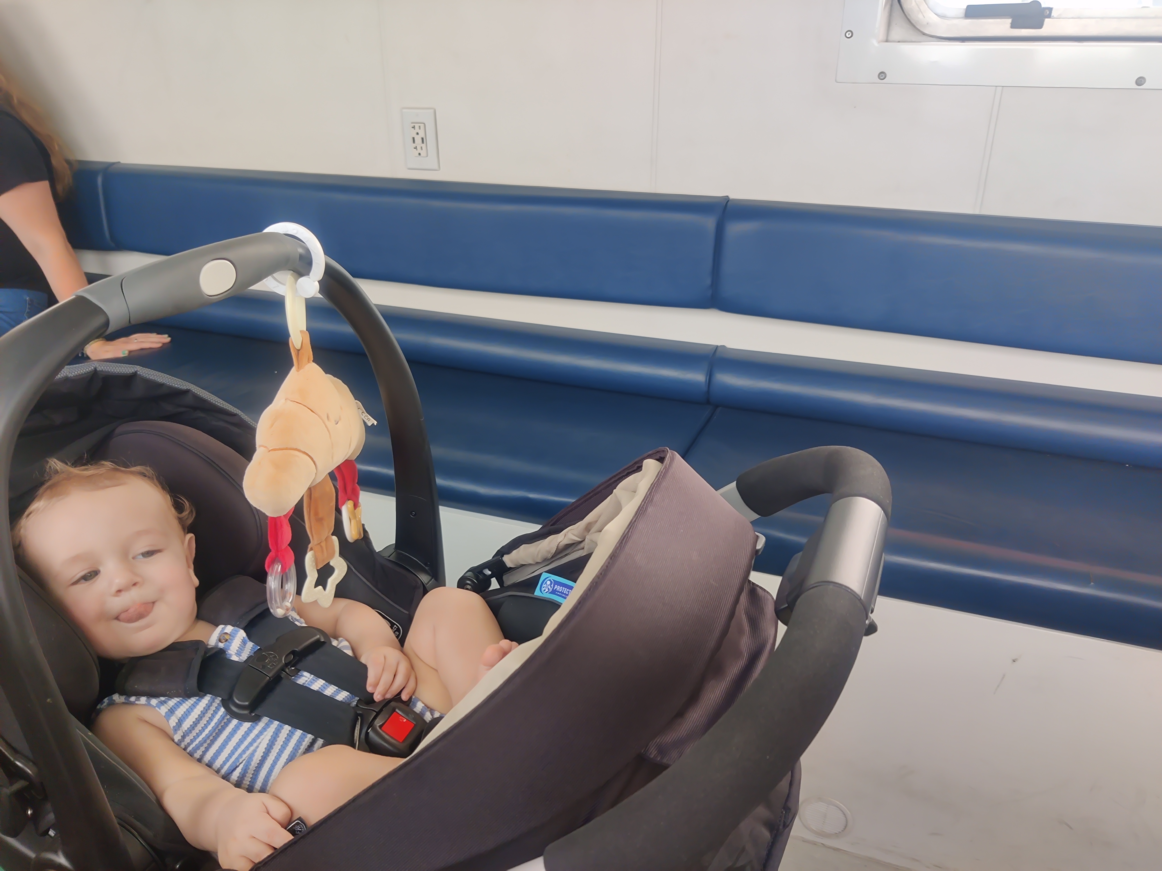 Calvin being a scallywag as we take the ferry over.