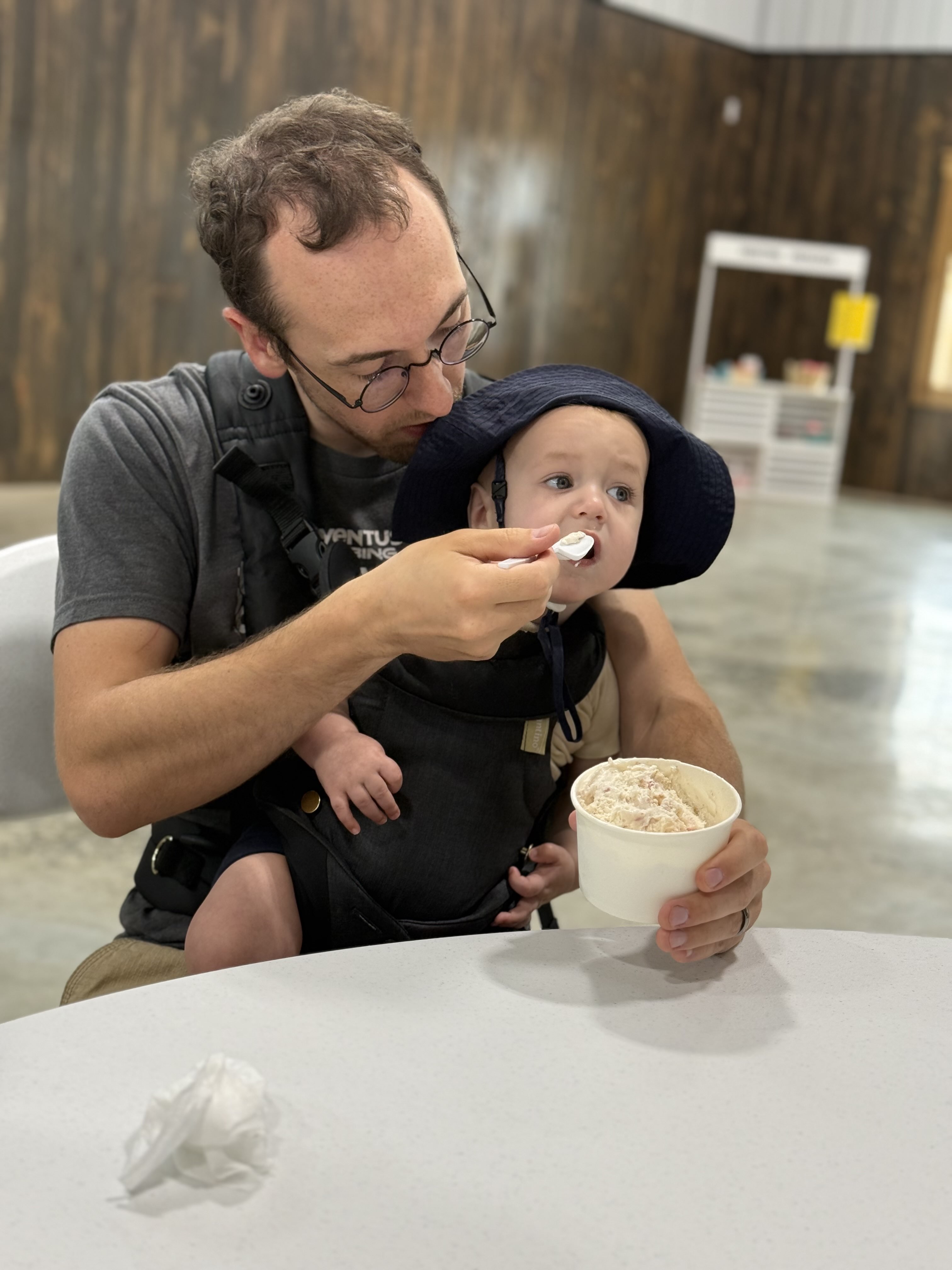 Calvin eating some ice cream.